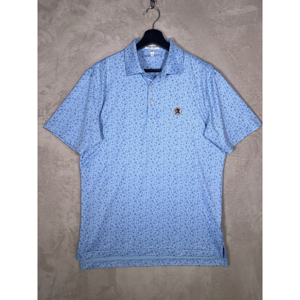 Peter Millar Shinnecock Hills Golf Club Polo Mens Small Blue Performance Stretch